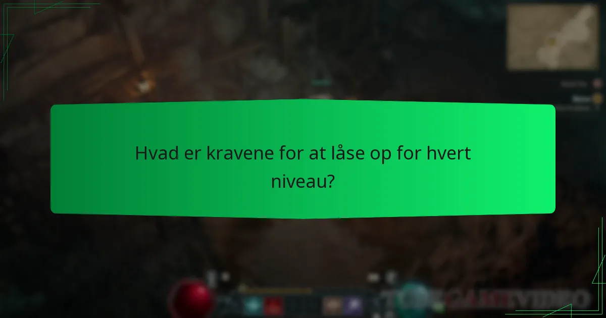 Hvad er kravene for at låse op for hvert niveau?